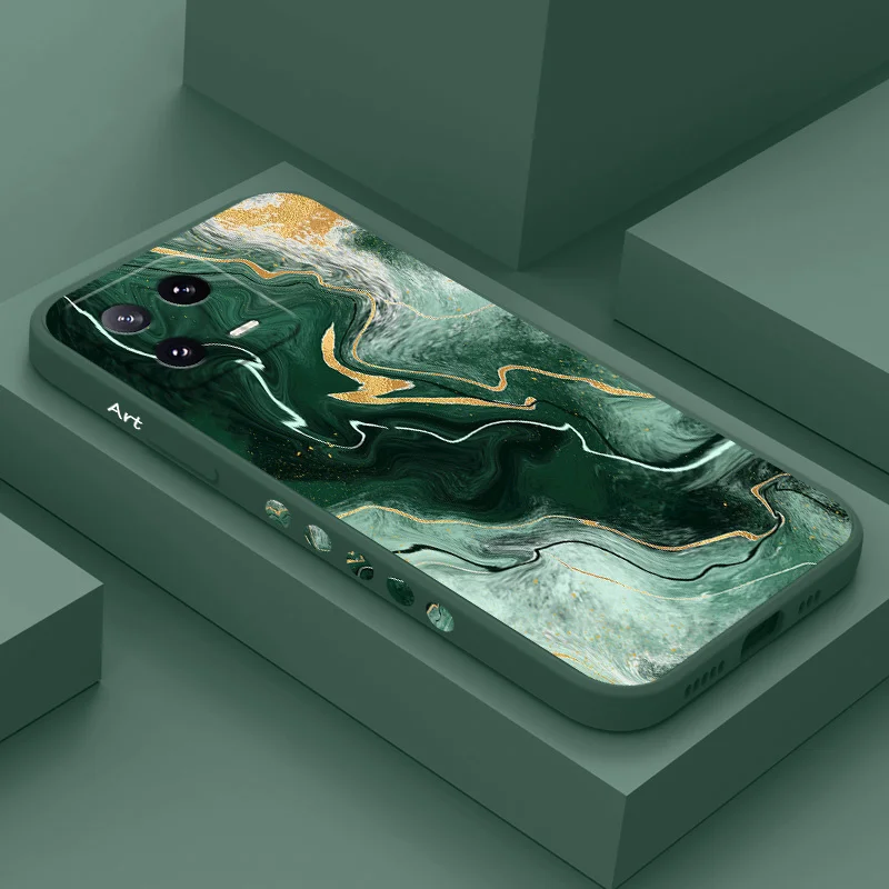 Elegant Marble Texture Liquid Silicone Phone Case - Premium Protective Cover