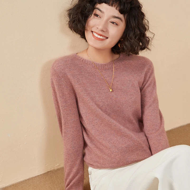Women's pullover autumn/winter 100% pure cashmere sweater casual knitted sweater round neck loose Tops basic versatile Blouse - Image 5