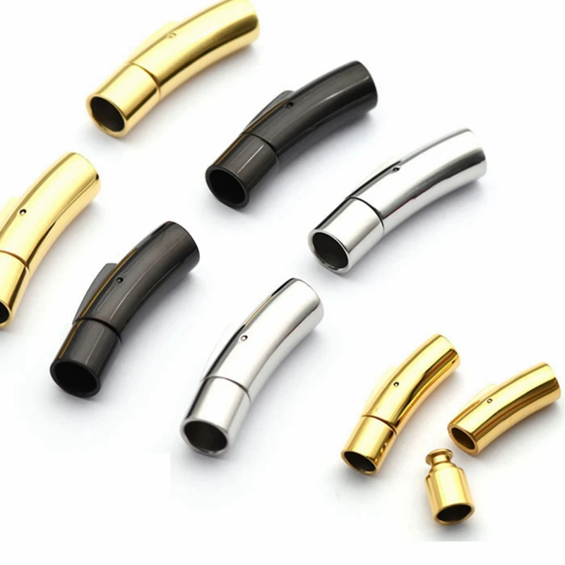 10pcs 스테인레스 스틸 총검 걸쇠 구멍 2mm-8mm 푸시 잠금 레이스 버클 가죽 코드 Clasps DIY 팔찌 쥬얼리 만들기위한