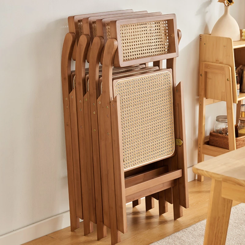 Woven Chair Rattan Weaving bamboo Dining Chair Home Modern Lounge Living Room Comfort Bench with Backrest Nordic Furniture
