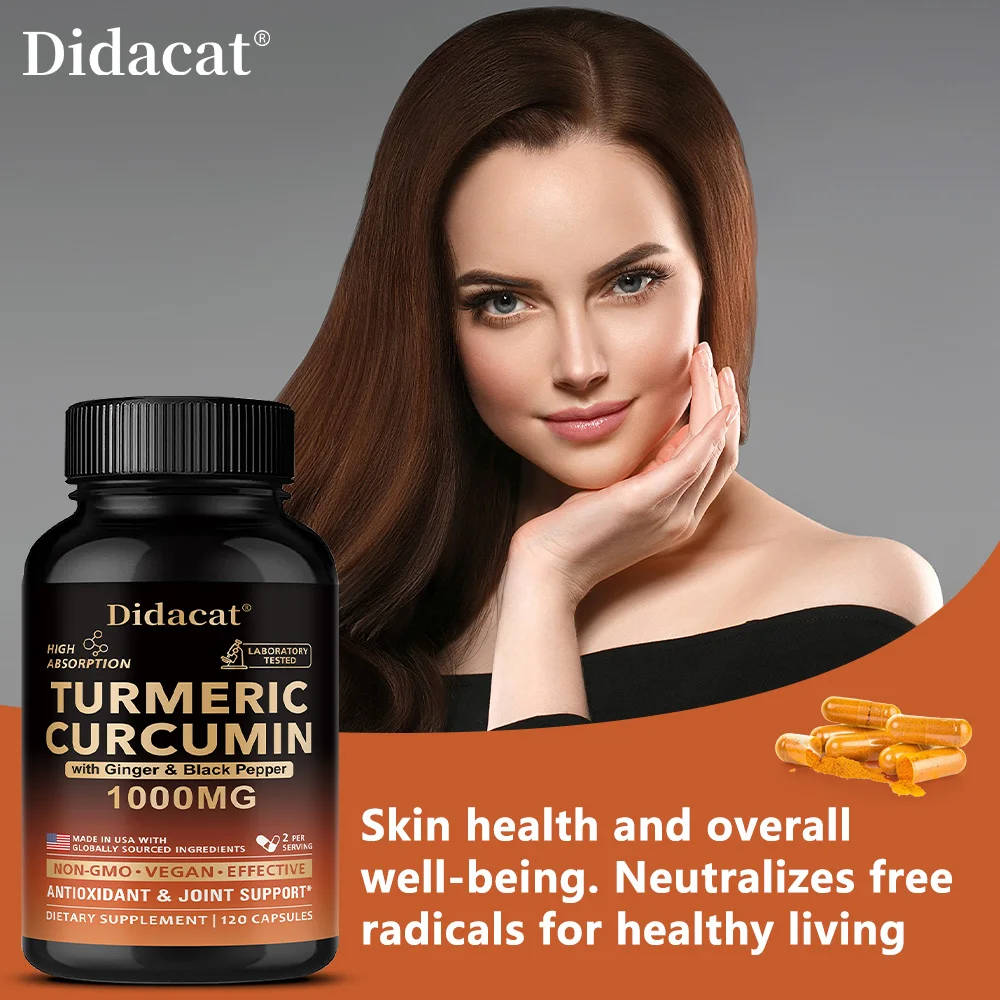 Turmeric Curcumin with Ginger & Black Pepper 1000mg,High Absorption Antioxidant & Immune Support,30/60/120 Capsules