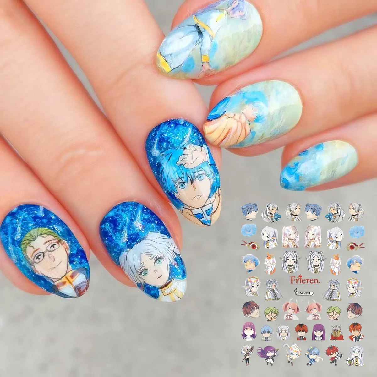 TSC-111 Frieren Anime Girl 3d Nail Art Stickers Nail Decal Stamp Slider