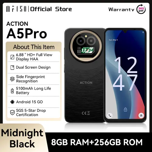 IIIF150 Action A5Pro Phone Android 15 Go Smartphone 12GB RAM 256GB ROM 6.8inch HD+ HAA Display Dual Screen Design 5100mAh Batter - Image 8