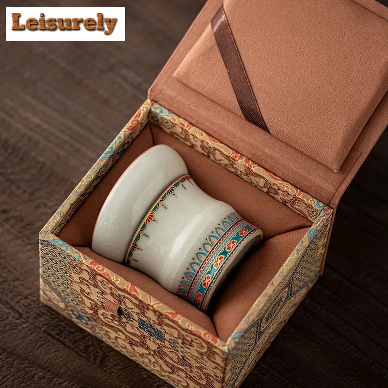 Ru Kiln Dunhuang Cracked Glaze Tea Separator Infusor Zen Tea Strainer Dispenser Tea Soaking Tea Filter Drinkware Decoration Gift