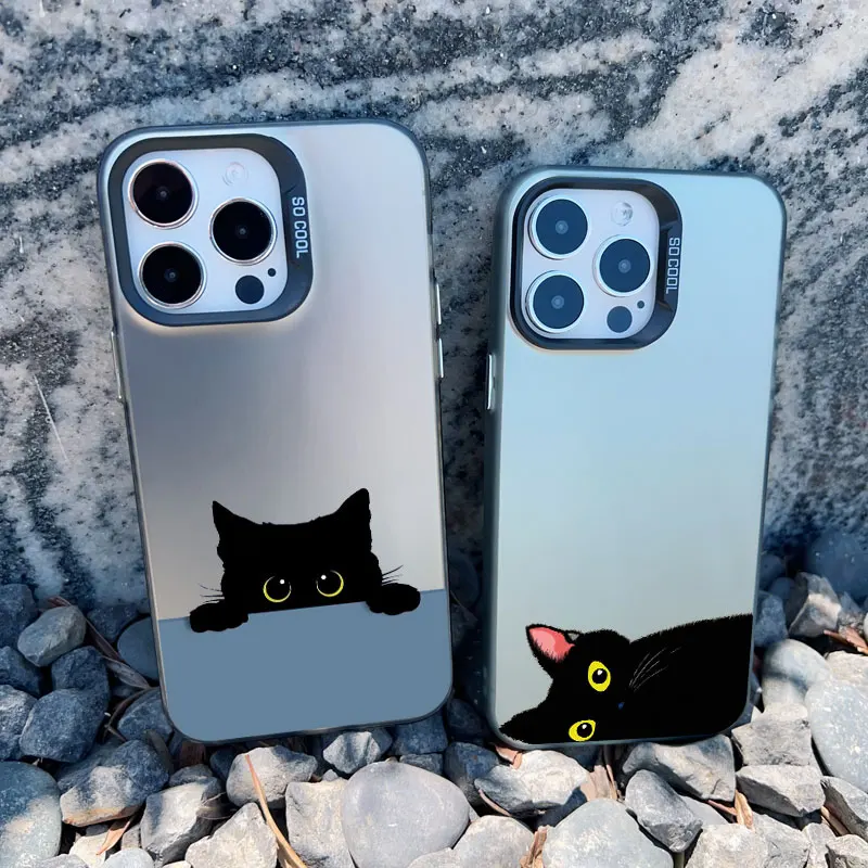 Black Cat Personality Shockproof Laser Back Phone Case