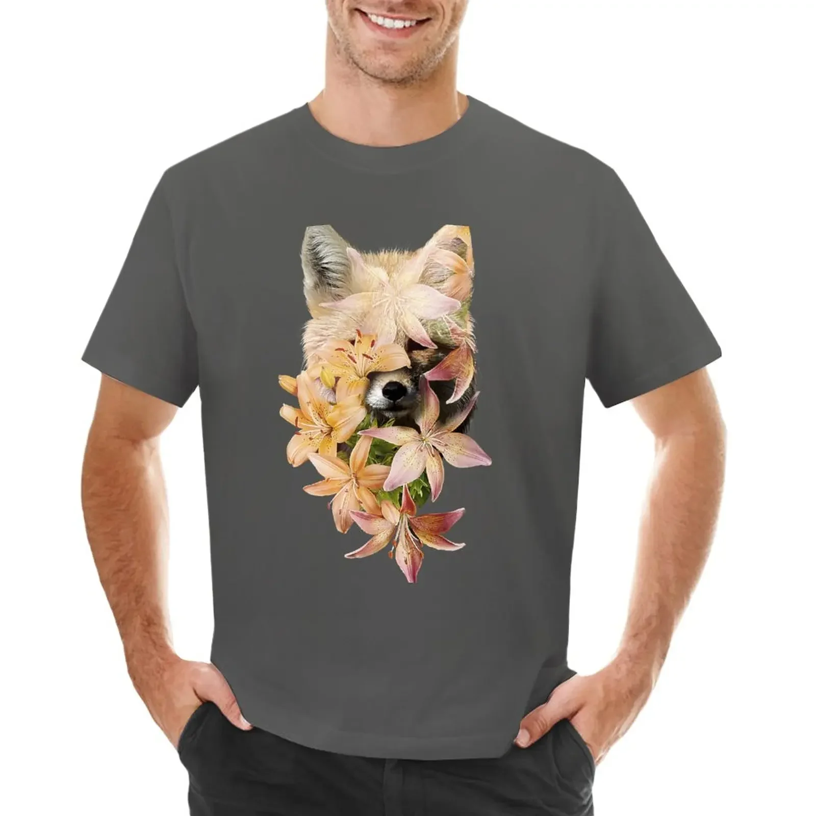 Foxy Flowers T-Shirt Customizeds Blanks Felpe Vintage, Uomo