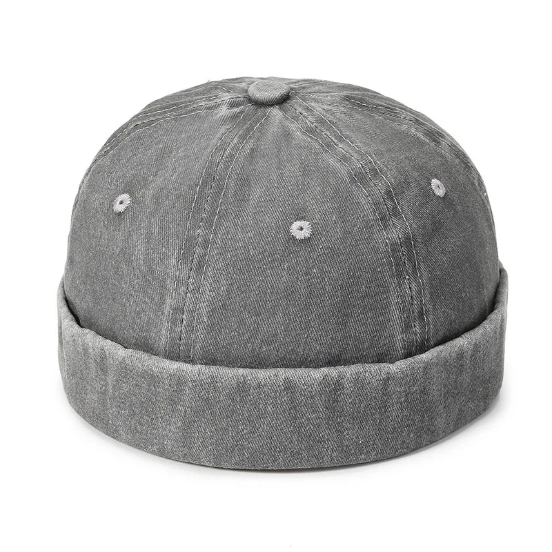 Denim Spring Autumn Retro Men Women Skullcap Hat Docker Warm Sailor Mechanic Brimless Street Hip hop Cap Casual Dad Hat