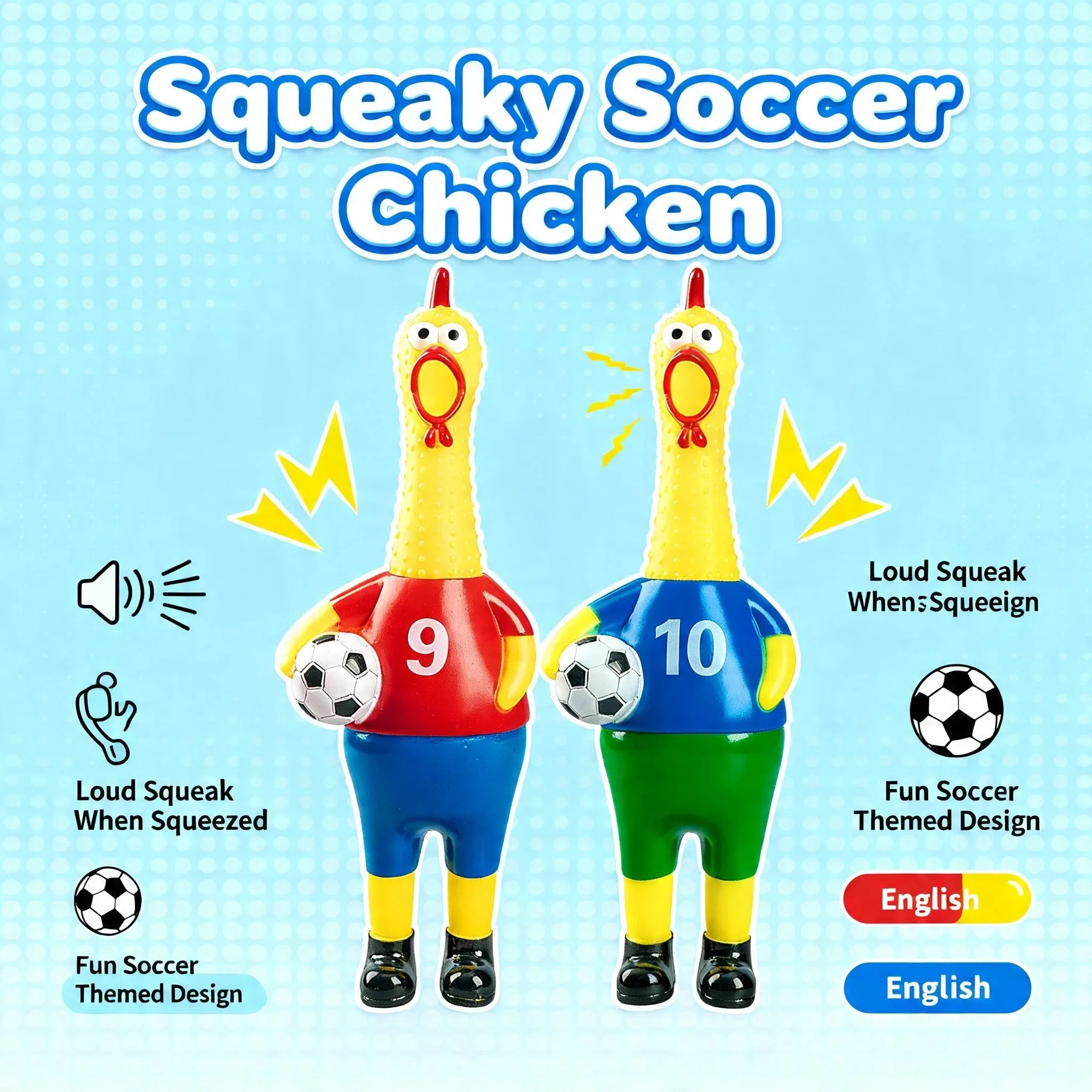 World Cup Soccer Screaming Chicken Toy Funny Squeaky Chicken Prank Toy for Party Games Gag Gift for Friends Gathering