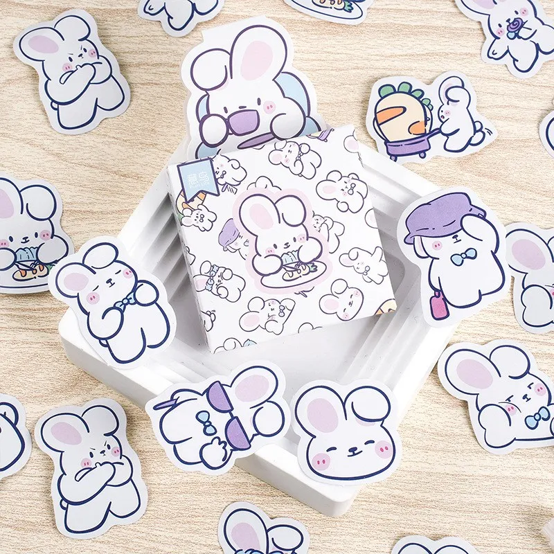 Cute Animal Sticker Set - 100 Sheets Kawaii Dog Bear Rabbit Hamster Decorative Scrapbook Stickers for Bullet Journaling Planner DIY Craft Album