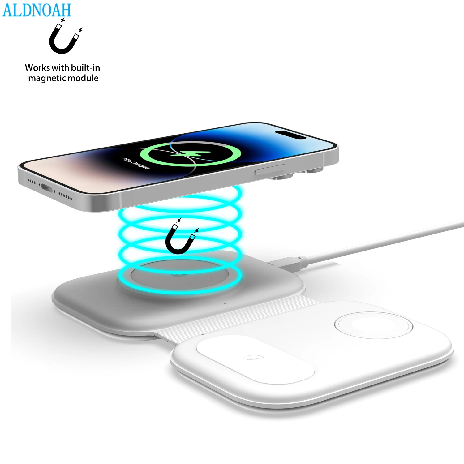 

Magnetic Wireless Charger 15W 3 in 1 Stand Foldable for iPhone 14 13 12 Pro Max Airpods Pro2 3 iWatch 8 7 Portable Fast Chargers