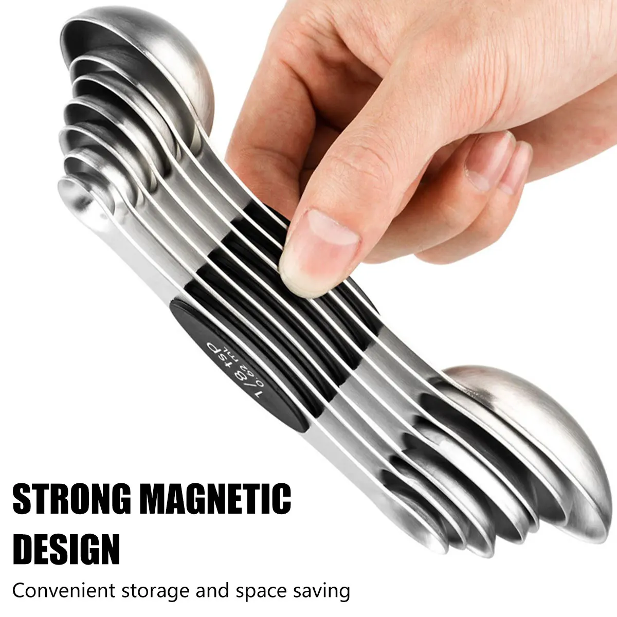 6 Pcs Magnetic Measuring Spoons Set Stainless Steel Dual Sided Stackable Teaspoons  Tablespoons For Dry Or Liquid Fits In Spice - Measuring Spoons - AliExpress