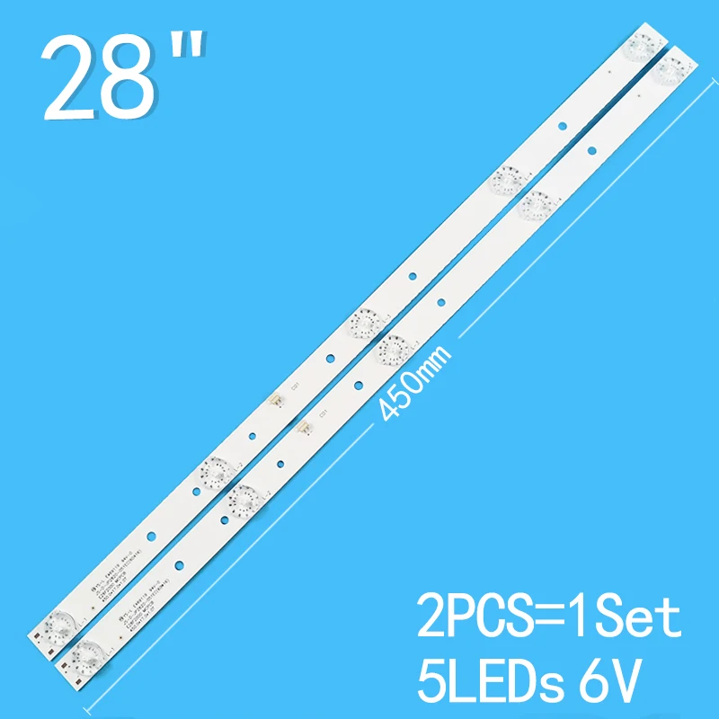 Nuovo 2 Pz/Lotto 450Mm 5Led Per Tv Lcd Da 28 "Js-D-Jp2820-051Ec (60416) E28F2000 D28-F2000 Akai28L17