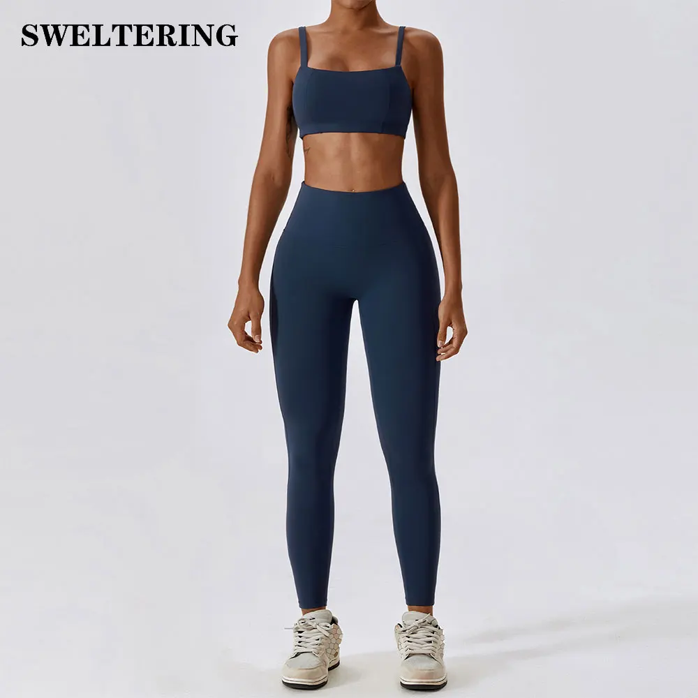 2 Pezzi Yoga Set Nude Feeling Workout Set Donna Tuta Palestra Push Up Fitness Running Workout Sportwear Reggiseno Sportivo Leggings Suit