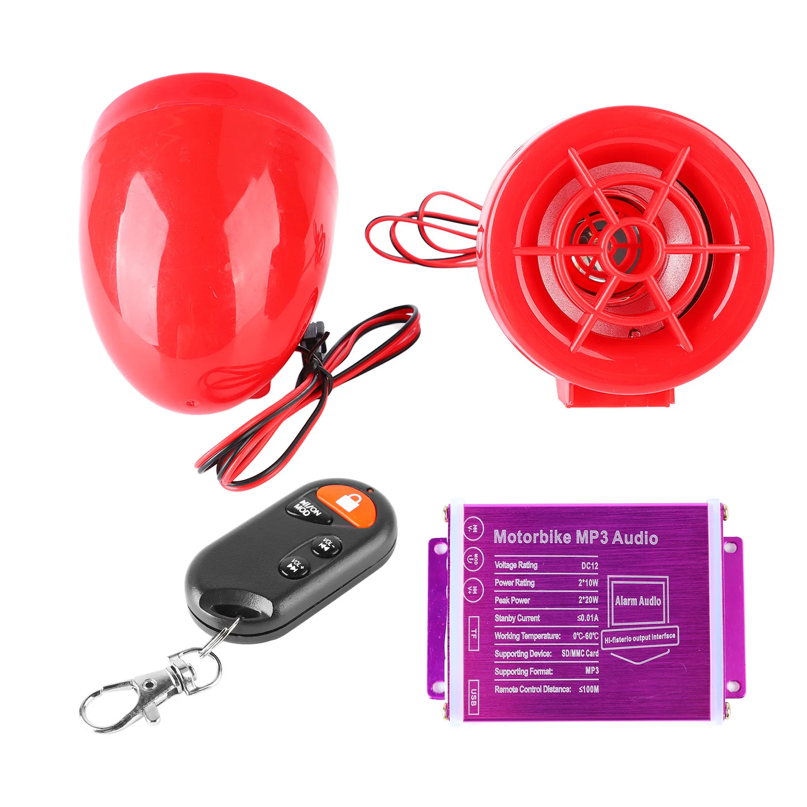 Motorcycle Speaker Alarm Sound Radio MP3 Player Anti Theft Waterproof FM Radio Usb Speaker Amplifier System