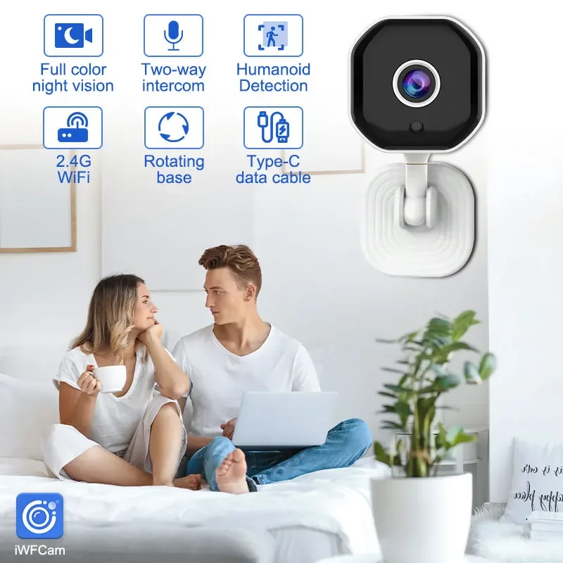 Wireless Indoor Camera for Pet Baby Elder Monitor Night Vision Remote View 2.4GHz WiFi Connectivity