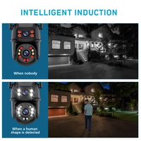 Caméra de surveillance WiFi 4K 8MP, détection humaine, double objectif, zoom numérique 5X, caméras IP PTZ de sécurité extérieures, vision nocturne 6