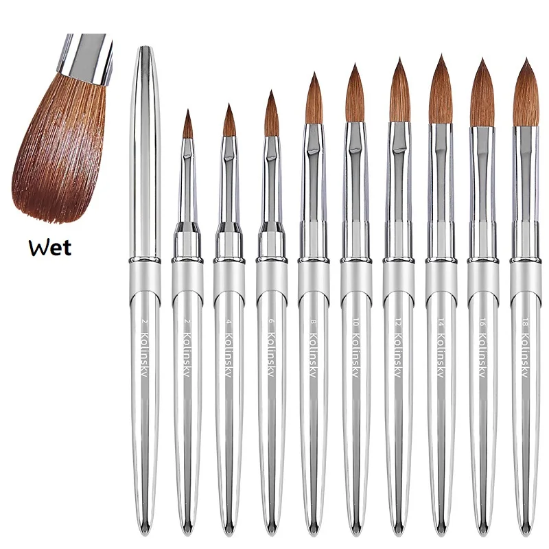 

100% Kolinsky Hair Acrylic Nail Brush, Nail Art Brushes with Silver Metal Handle, Acrylic Nail Tools for Beginner