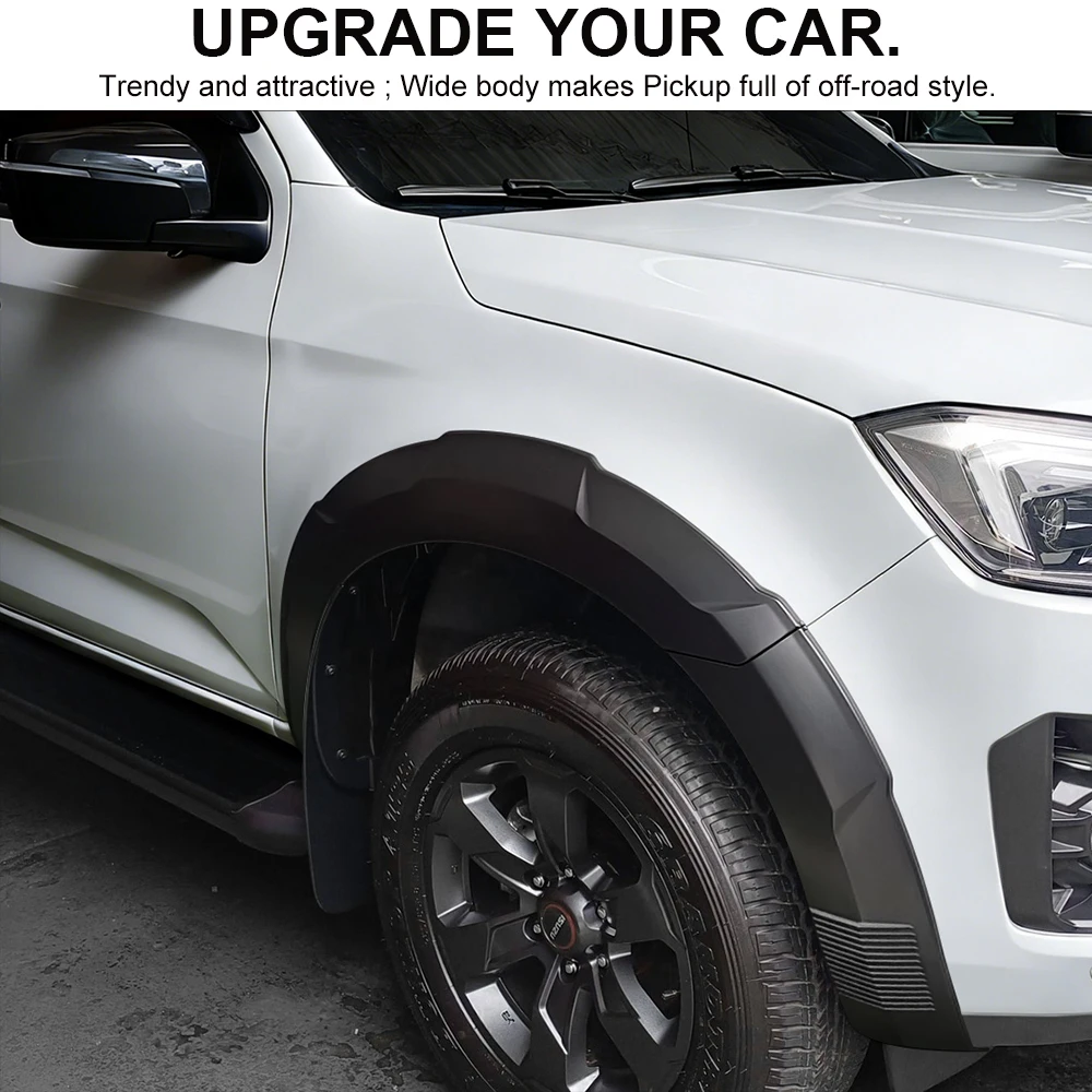 이즈즈 D-Max Dmax 2024 2025 2026 더블캡 OEM 스타일 휠 아치 확장 펜더 플레어 머드가드 무광 블랙 자동차 액세서리