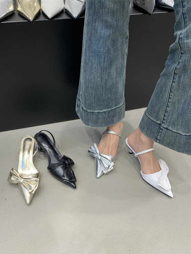 

Fashion High Heel Shoes Women Slingback Sandals Female Pointed Toe Elegant Pumps For Party Shoes Brand Buckle Slip On Mule Mujer