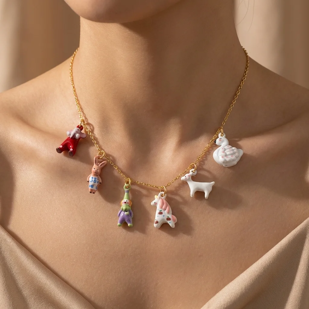 3 Stück Dopamin-Tier-Serie: Weißer Hase, Weißes Schaf, Elefant – DIY-Anhänger für Schmuck