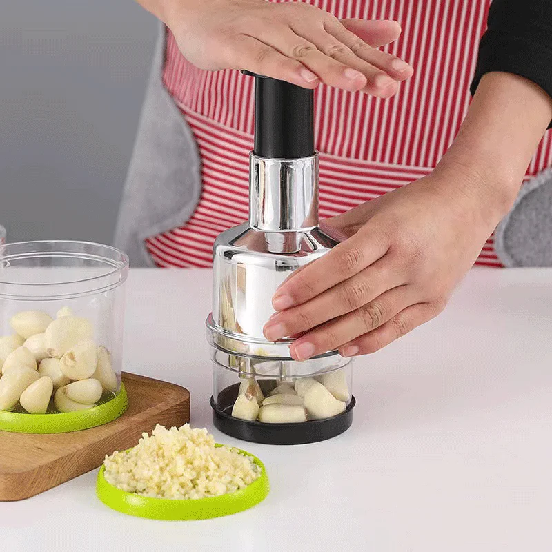 Multifunctional stainless steel manual onion chopper food crusher garlic press room cutter meat grinder kitchen vegetable tools