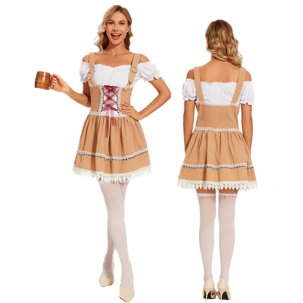 AdultGermanOktoberfestCostumesWomenTraditionalBavarianBeerTavernBartenderOutfit