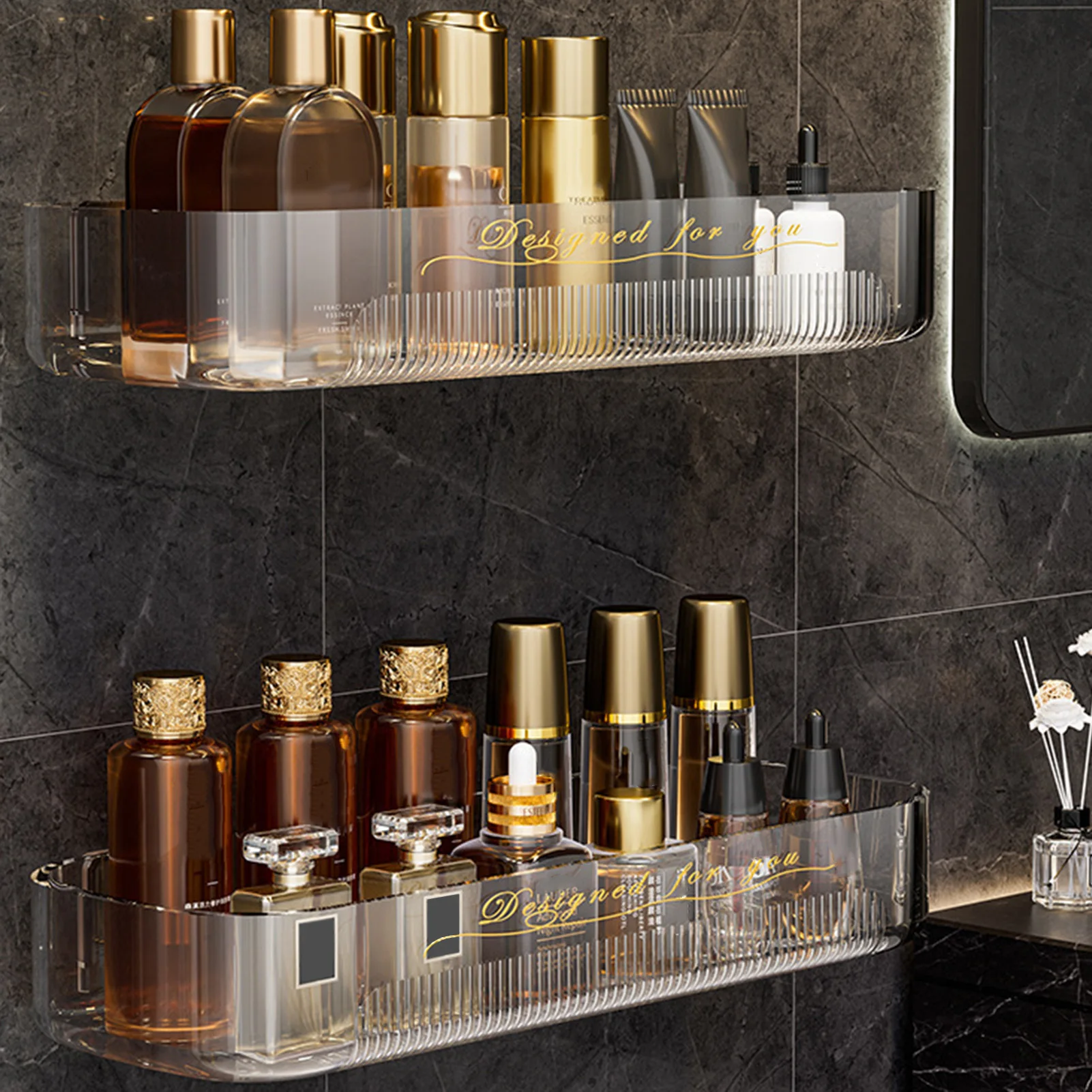 

Plastic Clear Storage Drainage Rack Large Capacity Stable Storage Rack For Inside Shower