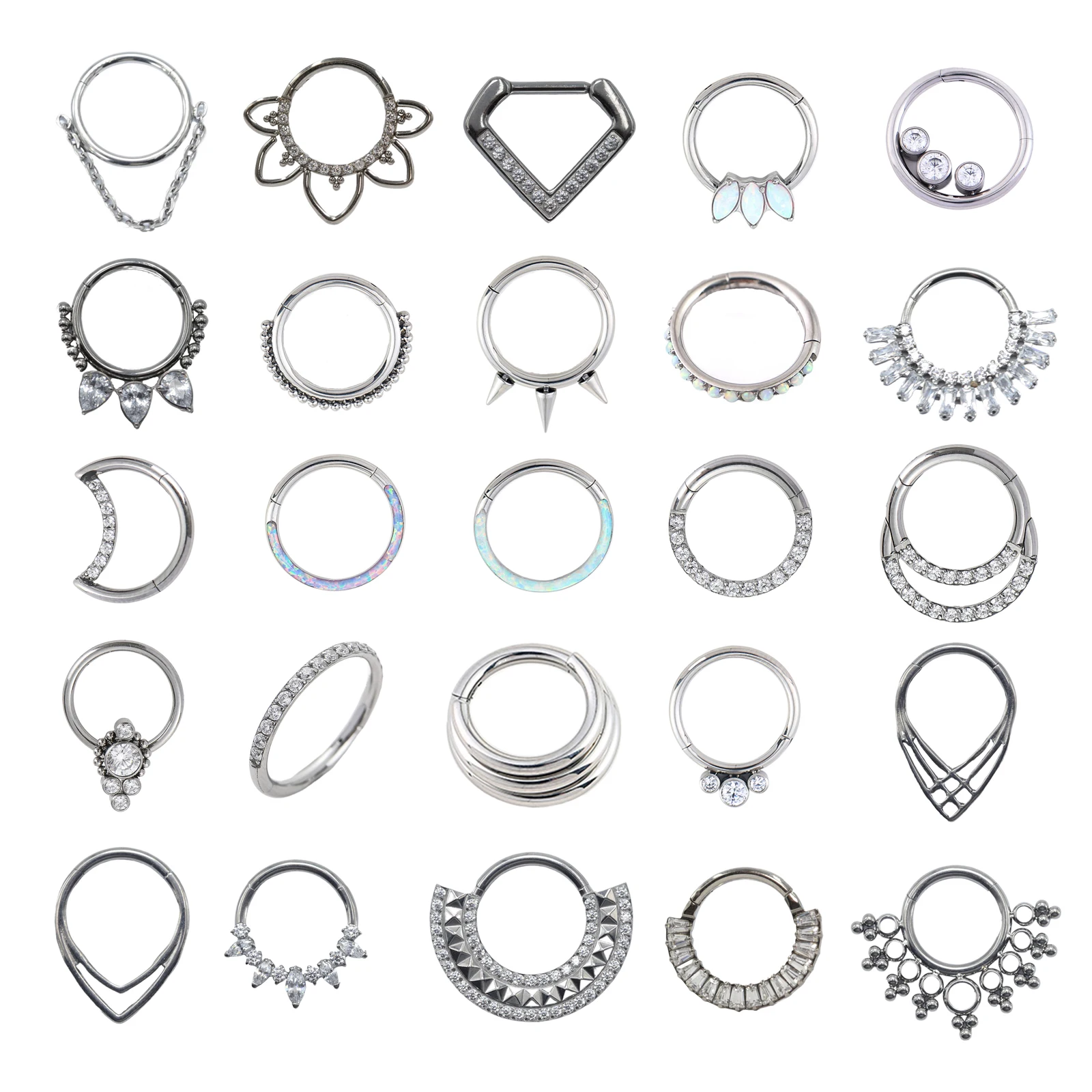 

16G Titanium Septum Clicker F136 G23 Nose Hoop Ring Hinged Segment Ring Daith Conch Piercing Seamless Ring Body Jewelry