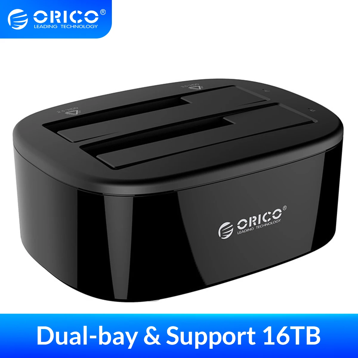 Orico-estação de Ancoragem do Disco Rígido de Baía Dupla 2.5 3.5 Hdd Ssd 12v 3a Adaptador de Alimentação Sata para Usb 3.0 Hdd