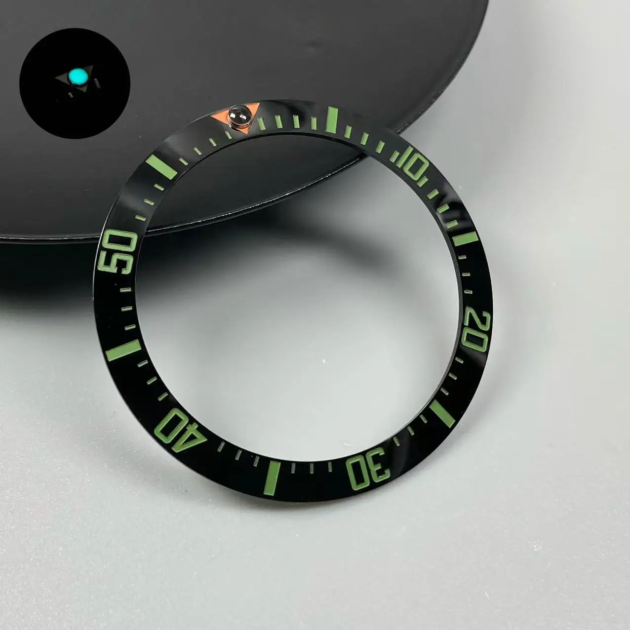 Blue/Green Luminous 38mm Tilted Ceramic Bezel Insert Ring
