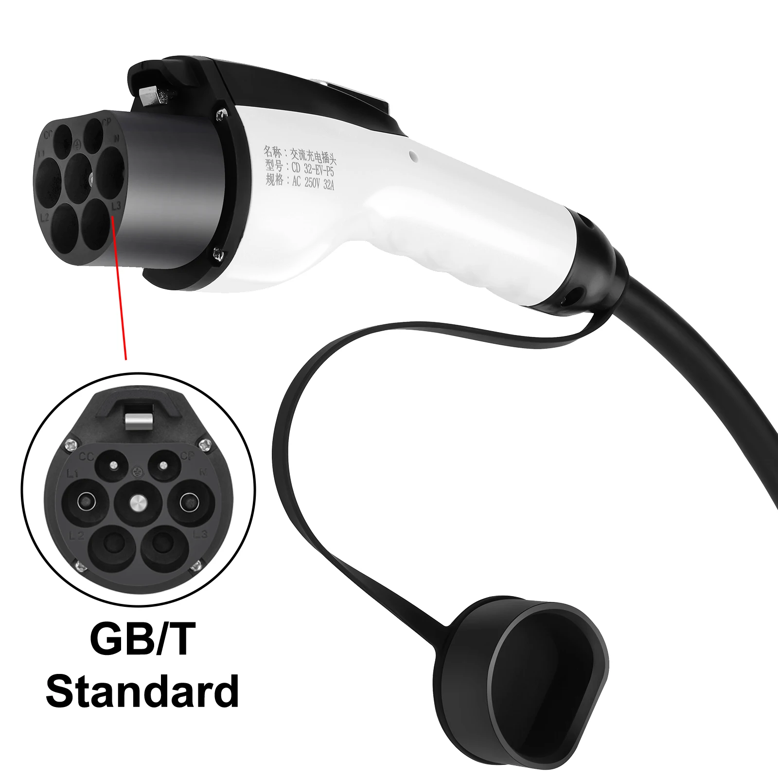 Teschev 휴대용 EV 충전기 월박스 GBT 케이블, 32A 7KW, 조정 가능한 전류, 파란색 소켓 충전, 전기 자동차 충전기