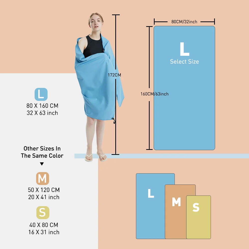 Versatile Quick-Dry Microfiber Towel - Ultra-Soft, Lightweight, and Sandproof for Travel, Sports, Beach, and More