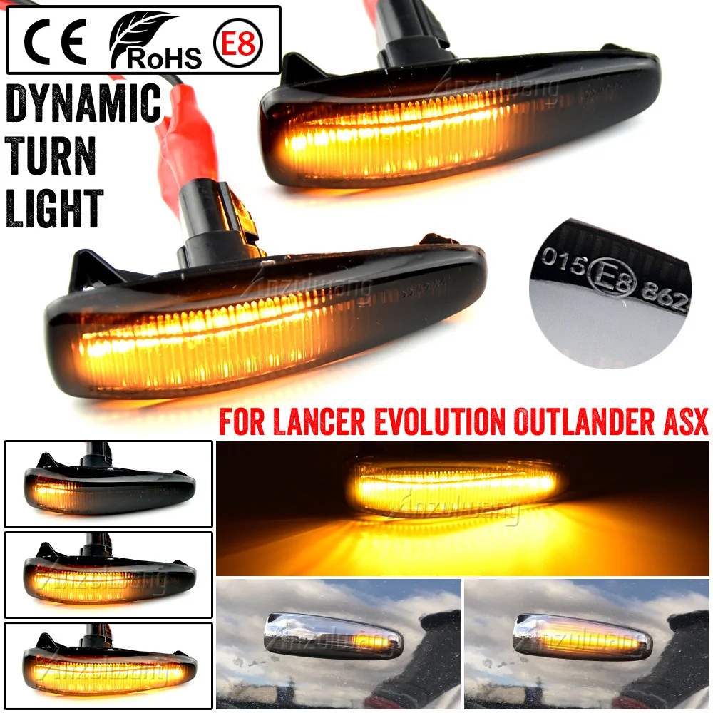 

LED Side Fender Dynamic Turn Signal Light Marker Lamp For Mitsubishi Lancer Evolution Evo X Outlander Sport RVR ASX Mirage 2014+