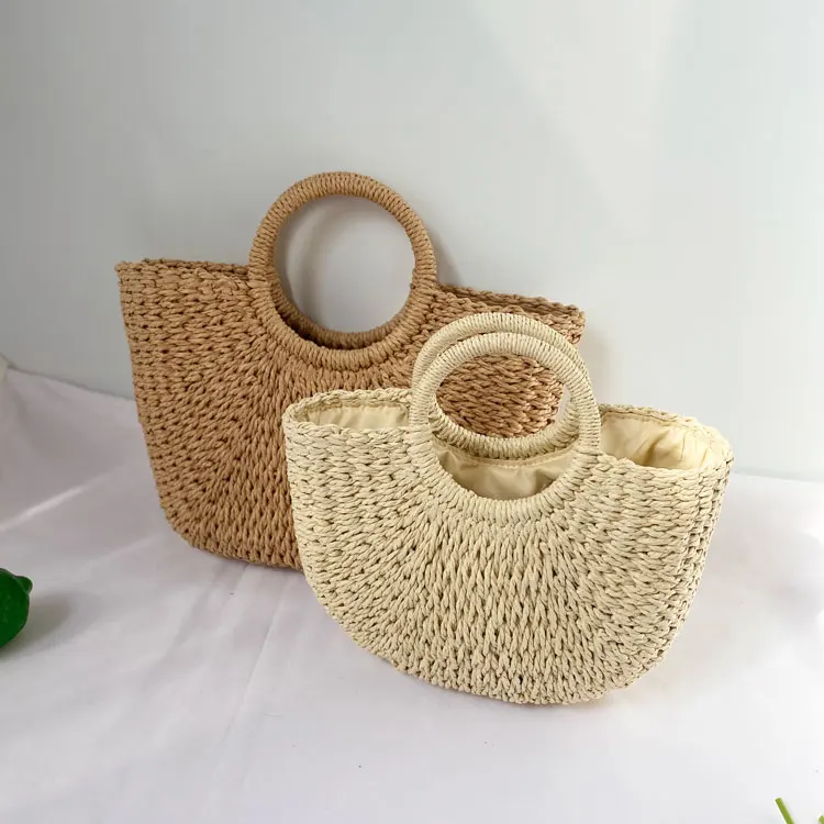 

Grass woven bag diagonal cross single shoulder beach vacation handbag with large capacity