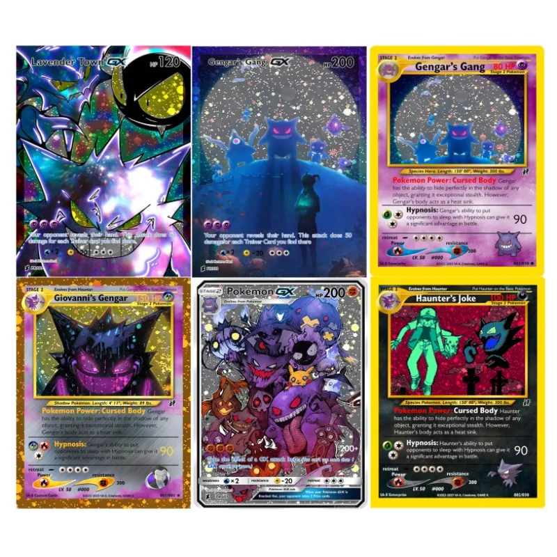 

Pokemon Gengar English Version Full Picture Collection DIY Elf Classic Single Card Game Anime Self Made Cards Gift Toys