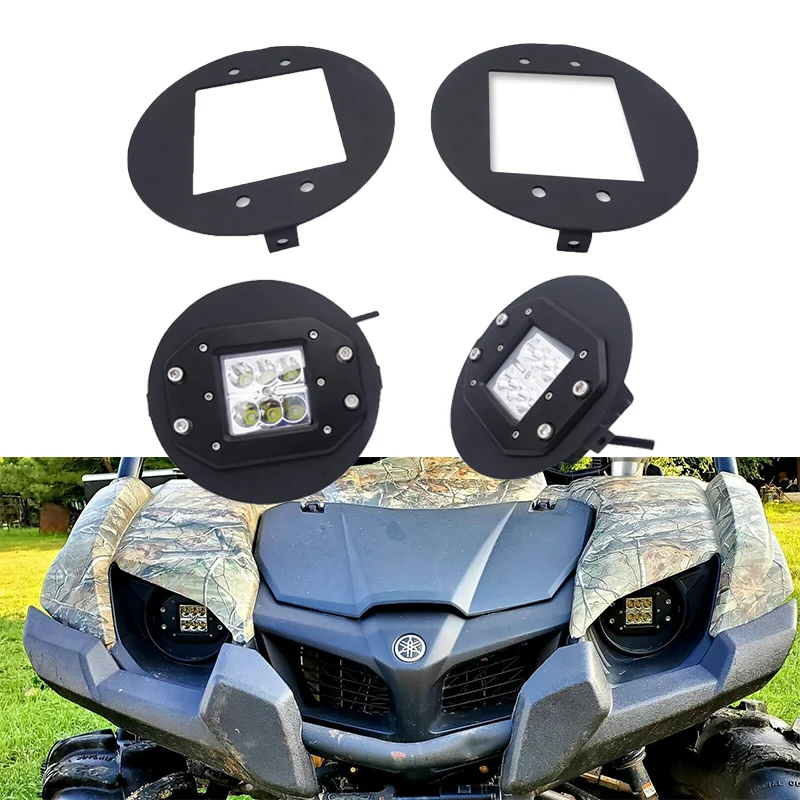 

For Yamaha Grizzly 700 2007-2015 550 2009-2014 LED Cube 3" Headlight Mount Bracket Kit 24W Work Lights Headlight UTV Accessories