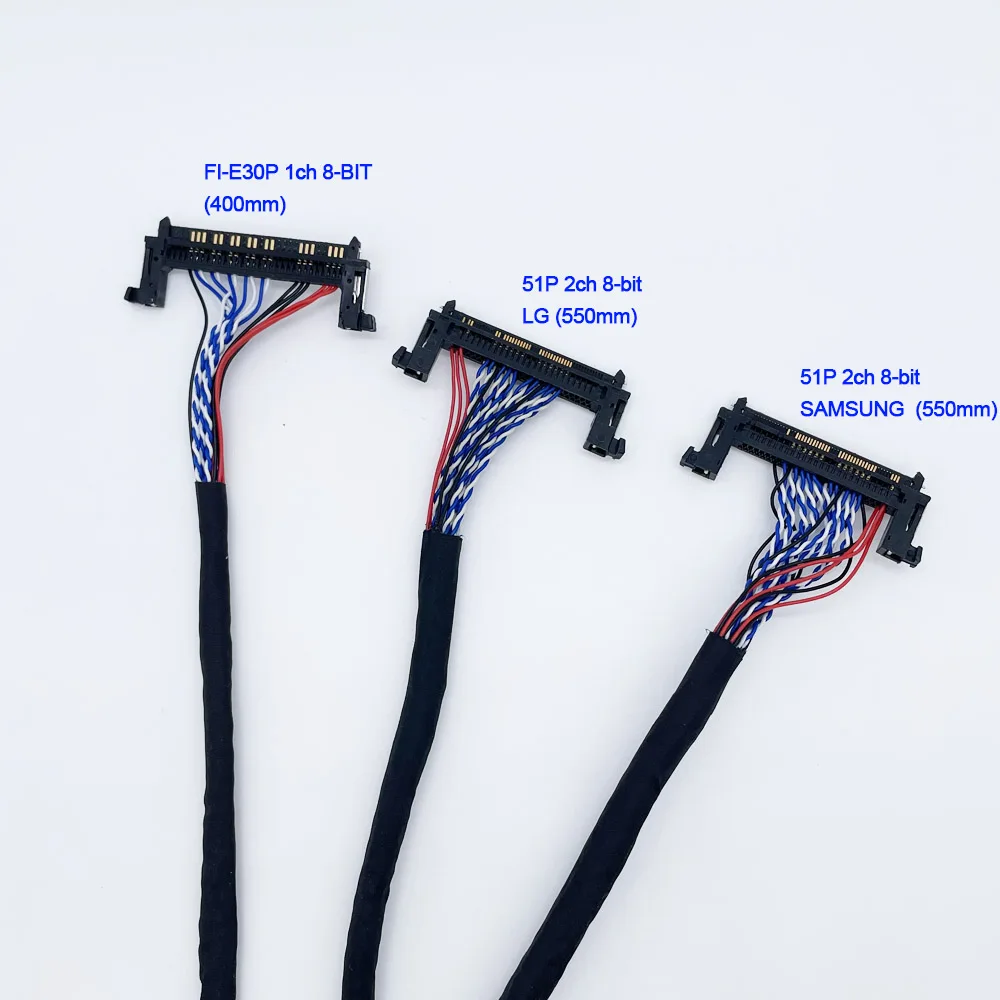 16pcs lvds cable kit 51pin 30P 20P 40P 1ch/2ch-6bit/8bit for 10-65" screen