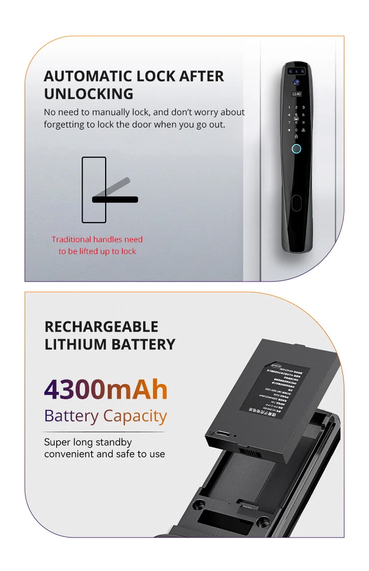 Smart Door Lock 3D Face Recognition Fingerprint Digital Wifi Lock with Connected