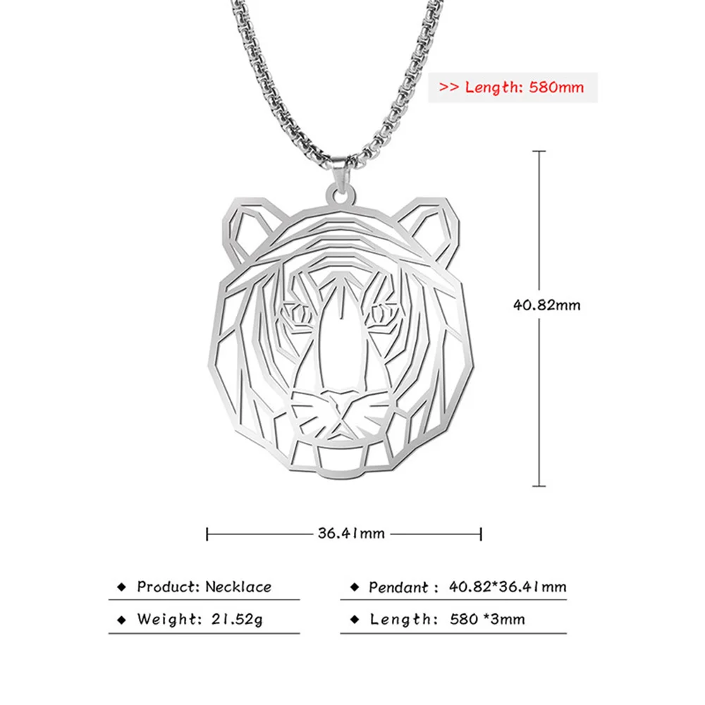Punk Garnelen Löwe Wolf Anhänger Halskette Edelstahl Tier Halskette trend ige weibliche Geburtstags feier Geschenk Designer Schmuck – Detail 37