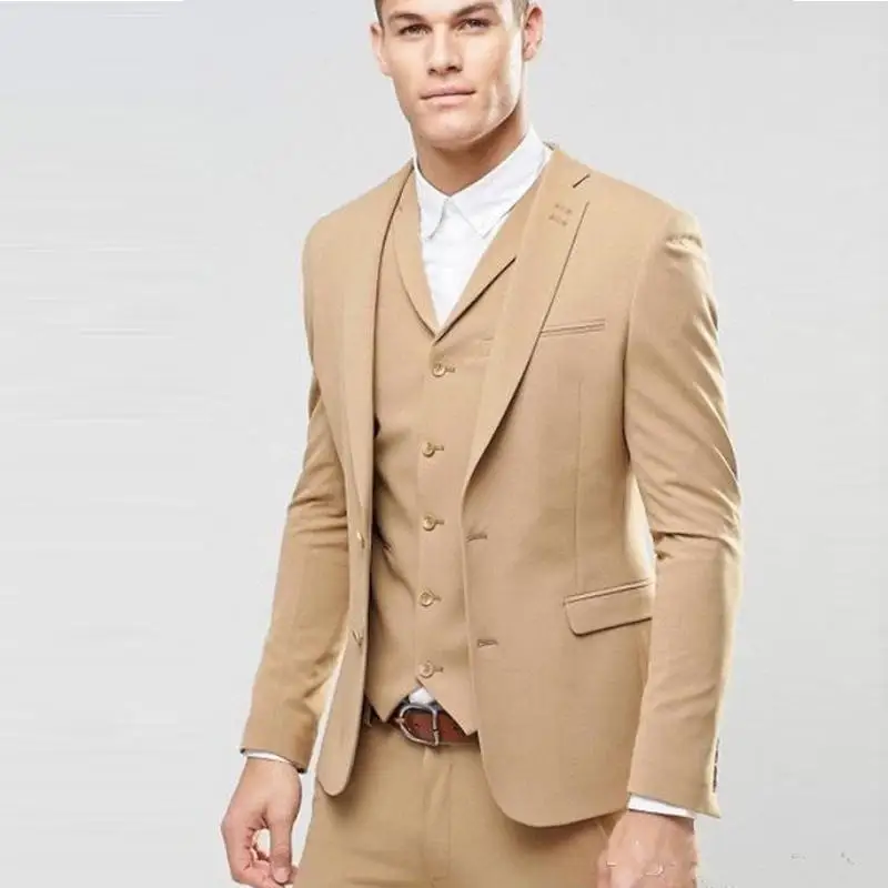 

New Slim Fit Men Suits 3 Pieces (Jacket+Pants+Vest) Wedding Groom Tuxedos Bridegroom Sets Best Man Blazer Prom