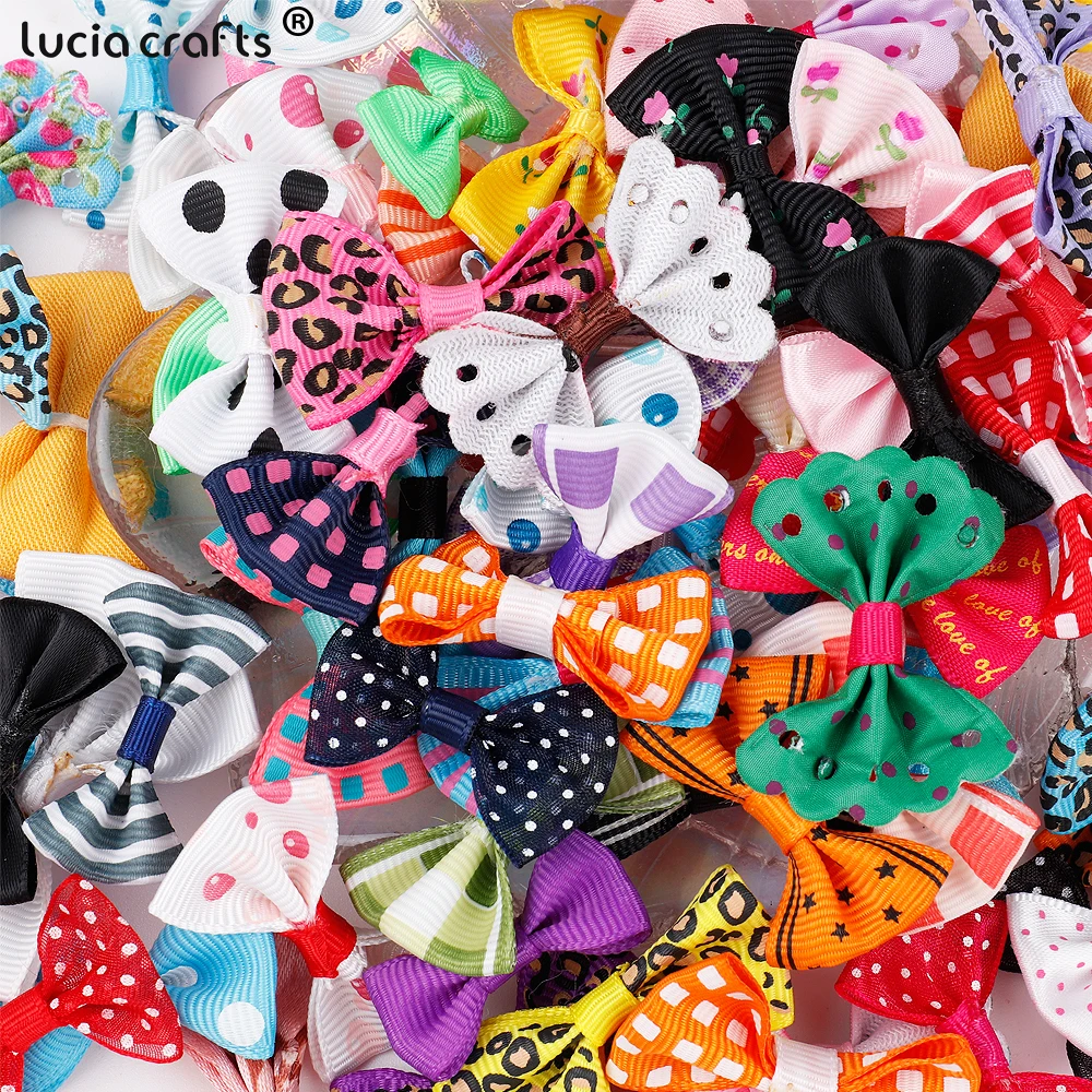 3.5-5cm 10pcs Mixed Colors Polka Dot Organza Bows Girls Boutique Mini Hair Bow Headwear DIY Garment Craft I0147