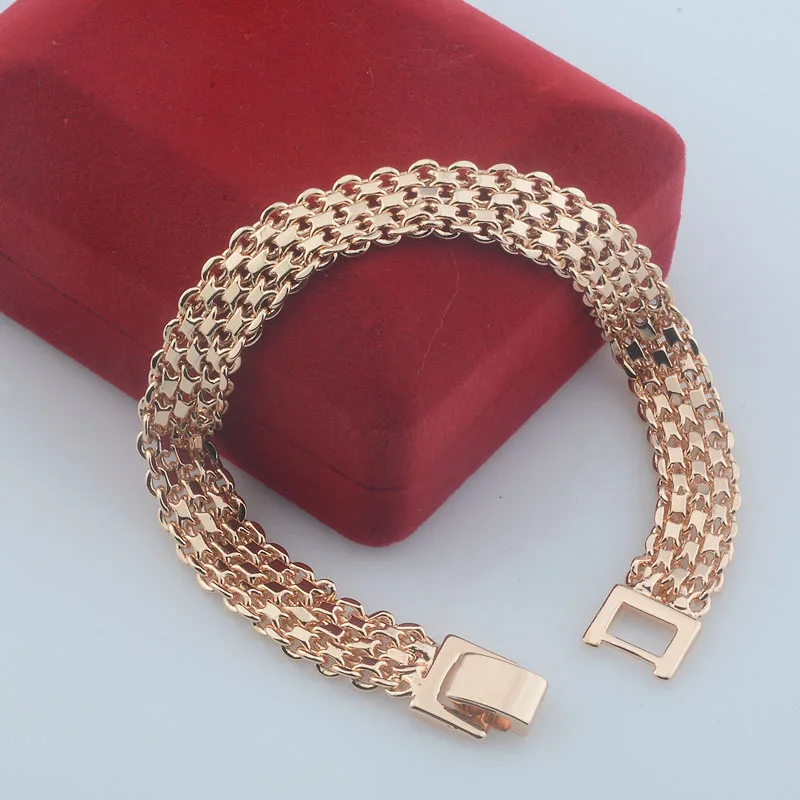 Elegant Wide Rose Gold Curb Chain Bracelet