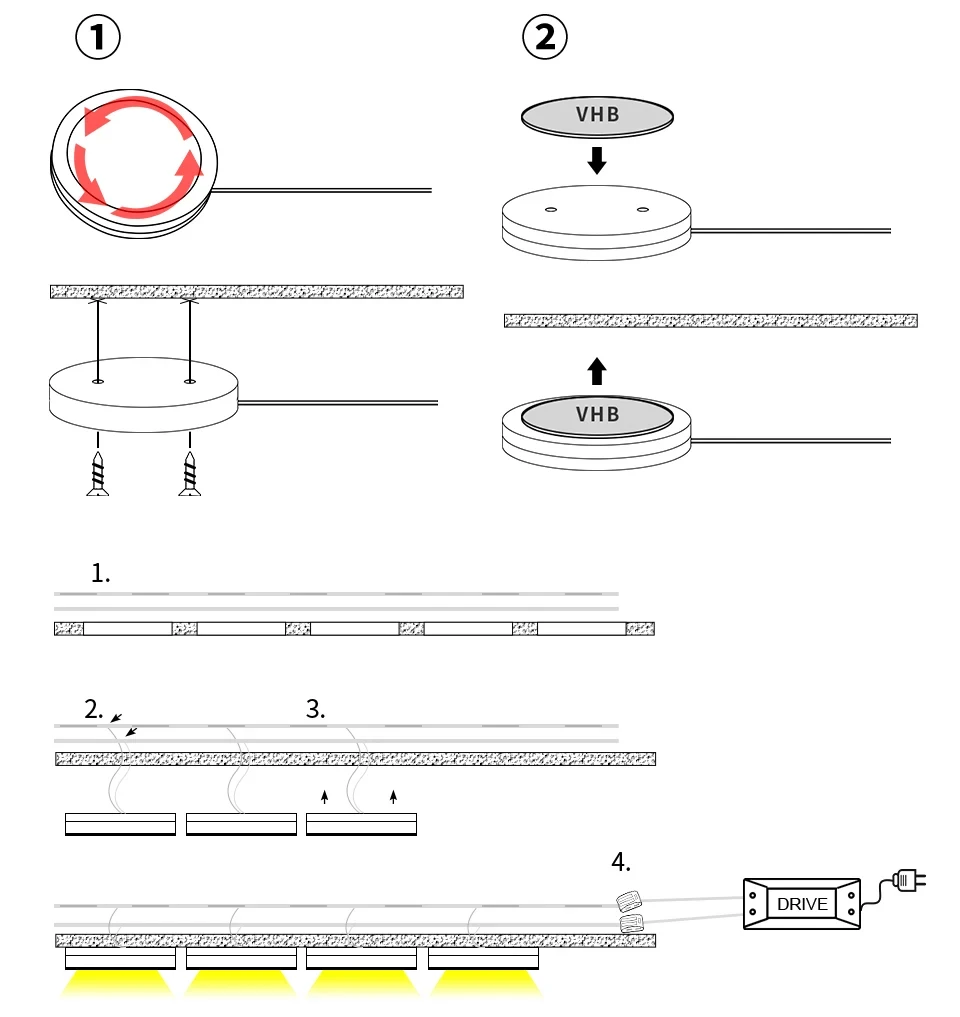 LED 스포트 라이트 천장 주얼리 캐비닛 스폿 램프, 룸 표면 장착 패널 조명, 주방 고정장치 DC12V, 1W