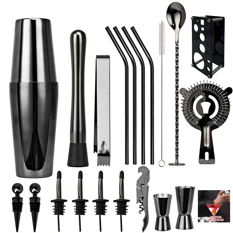 Cocktail Shaker Cocktail Bar Tools 20piece Complete professional cocktail boston shaker drinks Bartender kit cocktail mixer Set household utensils for hospitality