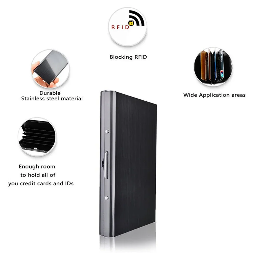 Credit Card Holder RFID Stainless Steel Business Card Holder ID Case Slim Metal Wallet