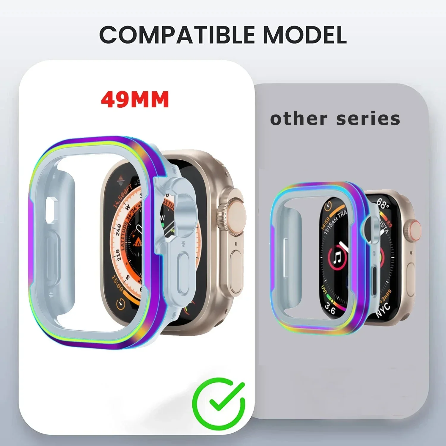Premium Aluminum Alloy Apple Watch Case with Metal Frame & TPU Bumper Cover