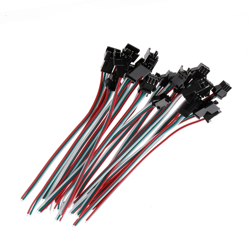 20 пар, 3-контактный разъем jst, штекер и гнездо, соединительный кабель, провод для светодиодной ленты WS2811 WS2812B RGB (art.: 79d04f520) - 79d04f520