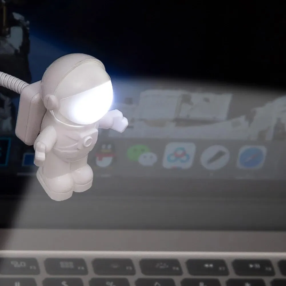 휴대용 USB 전원 야간 조명, 흰색 우주 비행사 모양 독서 책상 램프, DC 5V LED 조명, 컴퓨터 노트북 PC 조명 공간