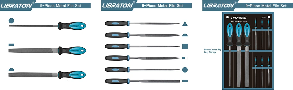 Description Picture 4 of itemLIBRATON 9PCS Metal Files Set Needle Files Files Rasps Flat Round Half-Round Files for Metalworking Metal Woodworking Carpentry