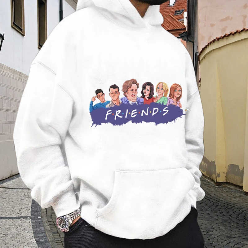 

Comedy TV Show Friends Cartoon Print Unisex Hoodies Fun Cool Street Sweatshirt Casual Loose Fit Versatile Clothing Outerwear